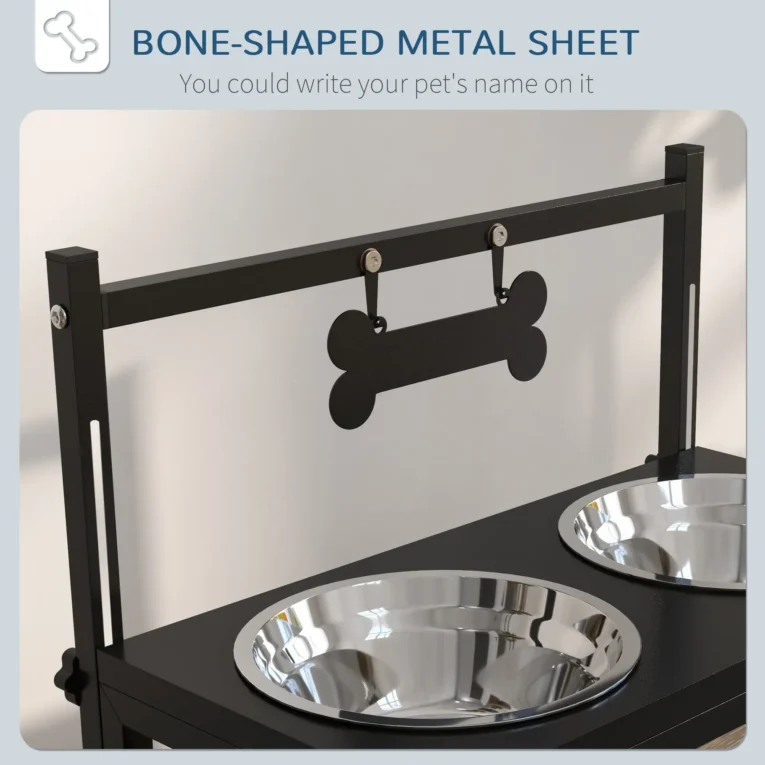 Adjustable Double Dog Bowl Stand – Black, 11–33cm