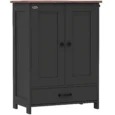 Dog Feeding Station with Storage Cabinet and Two Bowls – Black and Brown