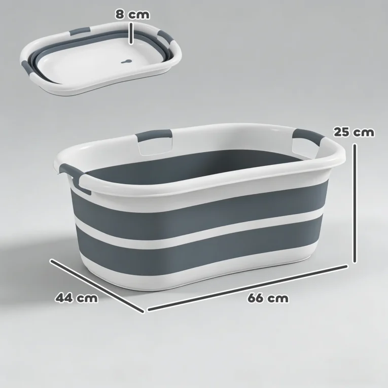 Portable Foldable Dog Bathtub with Drain – Grey, White