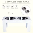 Raised Double Dog Bowl Stand – White, 25.4cm