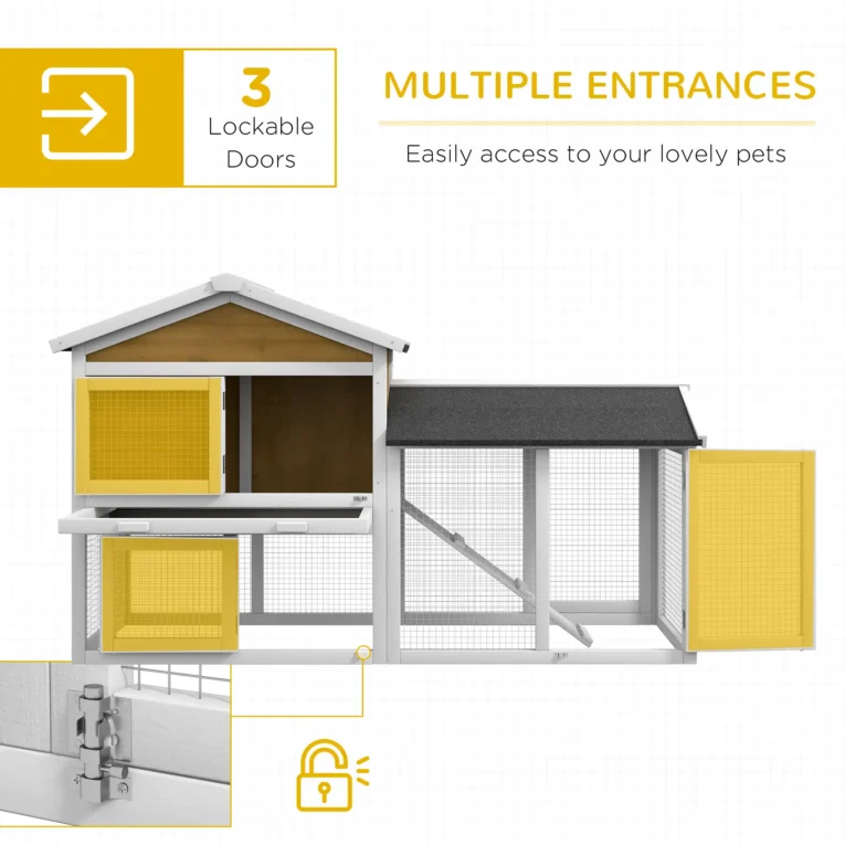 Rabbit Resting Hutch with Lower Run – Yellow