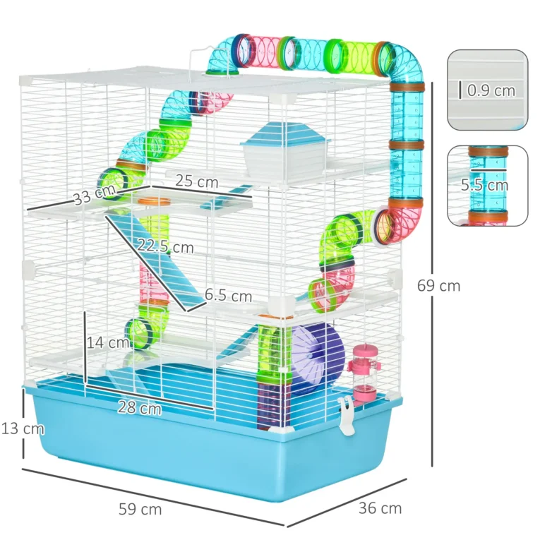 Hamster Cage 59L x 36W x 69H cm – Light Blue and white Hamster Cage 59L x 36W x 69H cm – Light Blue and white