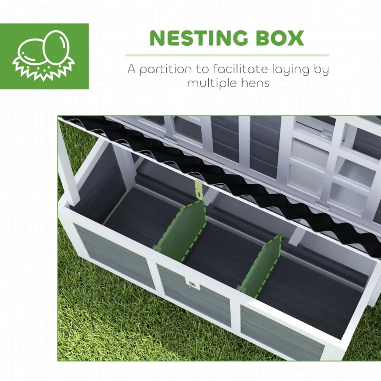 Wooden Chicken Shelter with Nesting Box – Light Grey