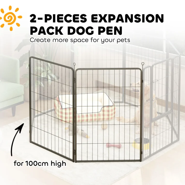 Tall Dog Playpen Extension Panels – Two-Pack, Black, 100cm High