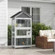 Wooden Bird Enclosure with Perches and Shelter – Grey, 171cm