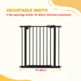 Dog Gate with Double-Action Latch – Black, 74–80cm