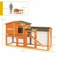Two-Tier Wooden Rabbit Hutch with Run and Tray – Orange, 150cm
