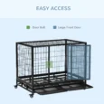 Wheeled Metal Dog Crate with Cleaning Tray – Black, 109cm