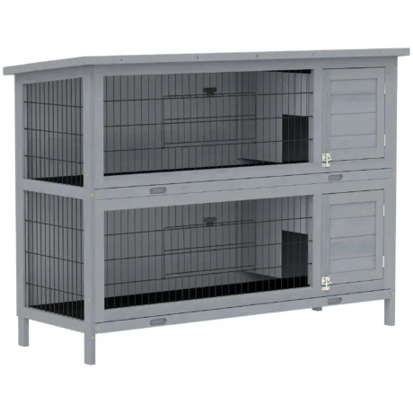 Two-Tier Wooden Rabbit Resting Hutch – Grey