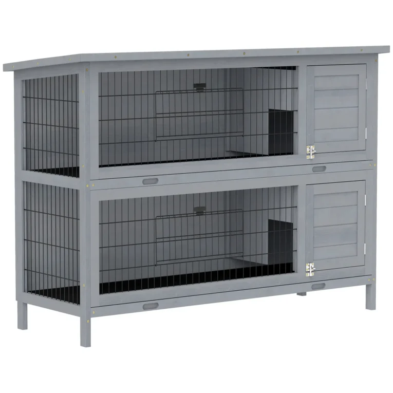 Two-Tier Wooden Rabbit Resting Hutch – Grey