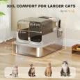 XXL Enclosed Steel Cat Litter Box with Dual Entry – Grey, 70cm