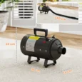 2200W Dog Hair Dryer with Variable Airflow and Three Nozzles – Black