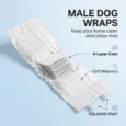 Dog Nappies Male M 45-64cm Waist – White