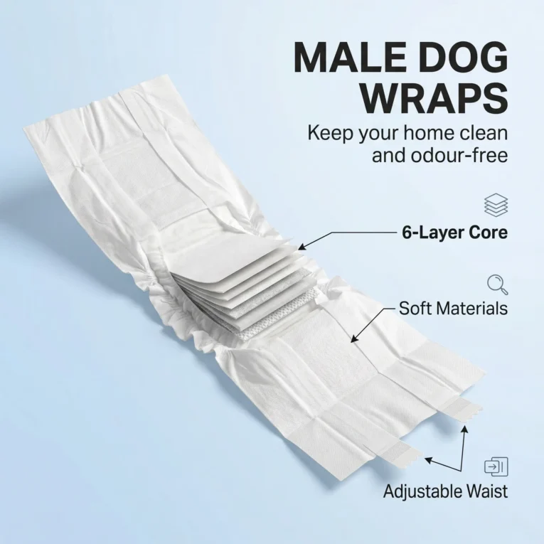 Dog Nappies Male M 45-64cm Waist – White