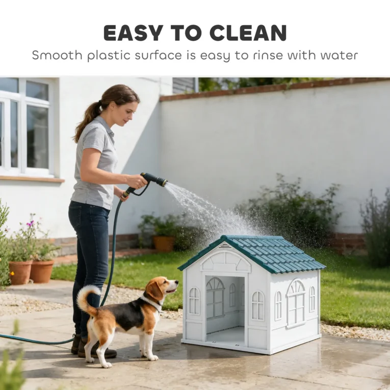 Plastic Dog Kennel – Blue and White, 65cm