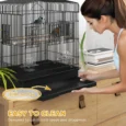 Metal Bird Cage with Perches, Bowls and Swing – Black, 59cm High