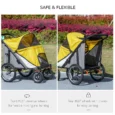 Folding Large Pet Stroller with Inflatable Wheels – Yellow, 30kg