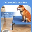 Raised Dog Bed Metal Frame Portable Medium – Blue