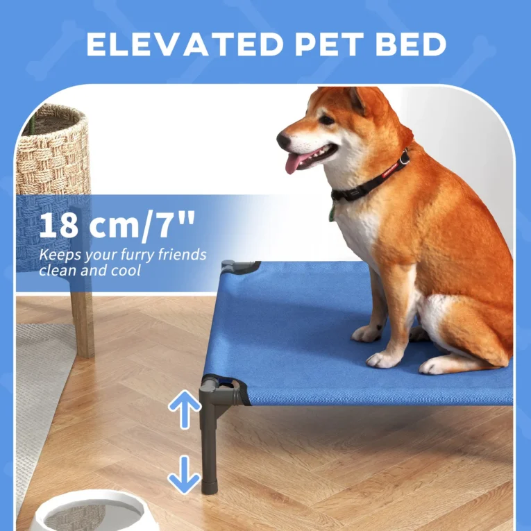 Raised Dog Bed Metal Frame Portable Medium – Blue Raised Dog Bed Metal Frame Portable Medium – Blue