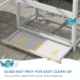 Wooden Bird Enclosure with Perches and Shelter – Grey, 171cm