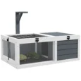 Wooden Tortoise Table with Lamp Holder and Trays – Grey
