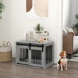Compact Dog Crate with Sliding Door and Cushion – Grey, 80cm