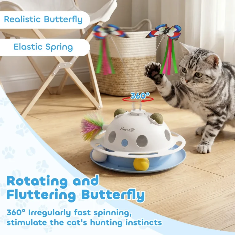 Interactive Cat Toy with Butterfly and Feather Features