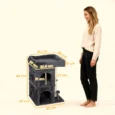 Compact Cat Tower with Two Dens and Wide Top Bed – Dark Grey, 66cm