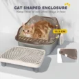 High-Sided Steel Cat Litter Tray with Step – Charcoal, 52cm