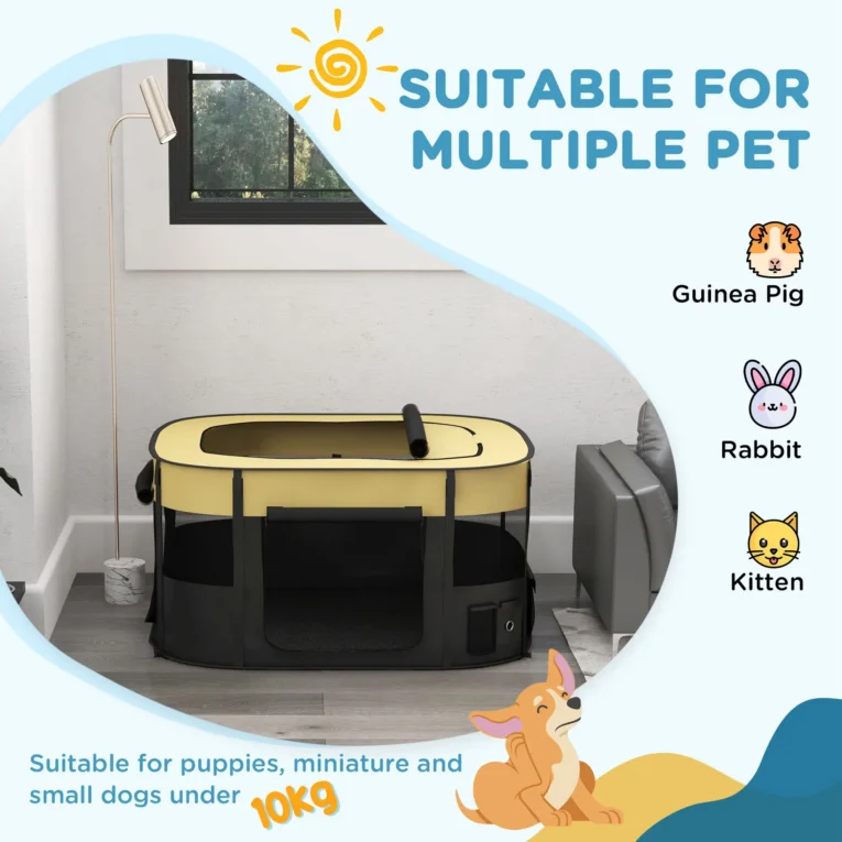 Foldable Dog Pen Portable Indoor/Outdoor – Yellow and Black