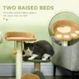 Compact Two-Bed Cat Tree – Green, Brown and Beige