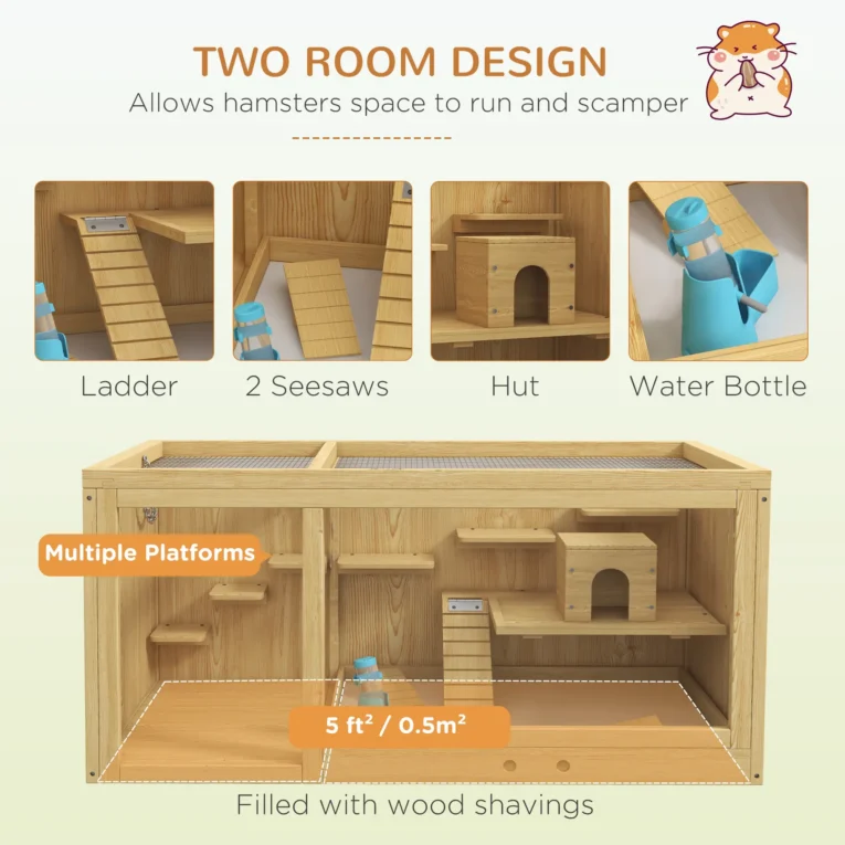 Hamster Cage 100W x 50D x 50Hcm – Natural wood finish Hamster Cage 100W x 50D x 50Hcm – Natural wood finish