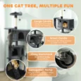 Tall Cat Tower with Two Dens and Hammock – Dark Grey, 180cm