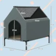 Raised Fabric Dog House with Removable Cover – Grey, 81cm
