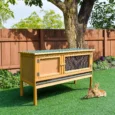 Outdoor Rabbit Hutch 115x44cm Openable Roof – Yellow and Green