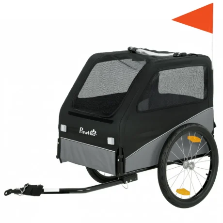 Dog Bicycle Trailer with 20-Inch Wheels – Grey, 20kg Capacity