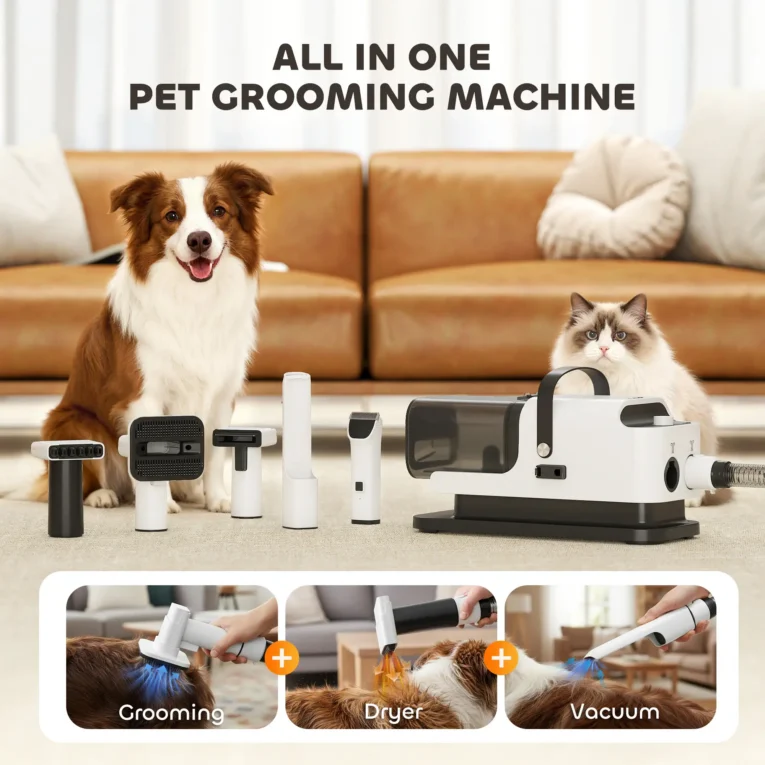 Five-in-One Pet Grooming Vacuum and Dryer – White, 1.8L Five-in-One Pet Grooming Vacuum and Dryer – White, 1.8L