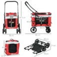 Two-in-One Pet Stroller with Detachable Carrier – Red