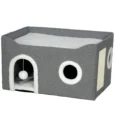 Folding Cat House with Top Bed and Sisal Pad – Grey, 60cm
