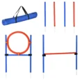 Dog Agility Training Set Adjustable Pole Hoop Hurdle – Blue and red