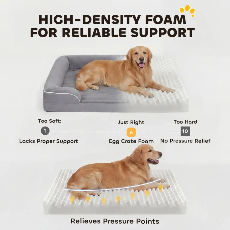 Large Memory-Foam Dog Sofa Bed – Grey, 112 × 80cm Large Memory-Foam Dog Sofa Bed – Grey, 112 × 80cm