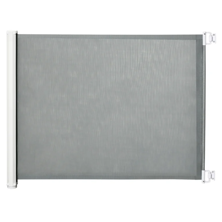 Retractable Fabric Pet Gate – White and Grey, 115cm