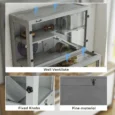 Three-Level Wooden Hamster Habitat with Wheel – Grey, 80cm