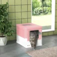Folding Cat Litter Box with Drawer – Pink