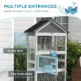 Wooden Bird Enclosure with Perches and Shelter – Grey, 171cm