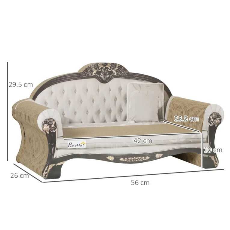 Cardboard Cat Scratching Sofa with Catnip – Brown, 56cm