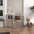 Three-Panel Freestanding Dog Gate with Feet – Grey, 80cm High