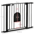 Dog Gate with Cat Flap and Two Extensions – Black, 75–103cm