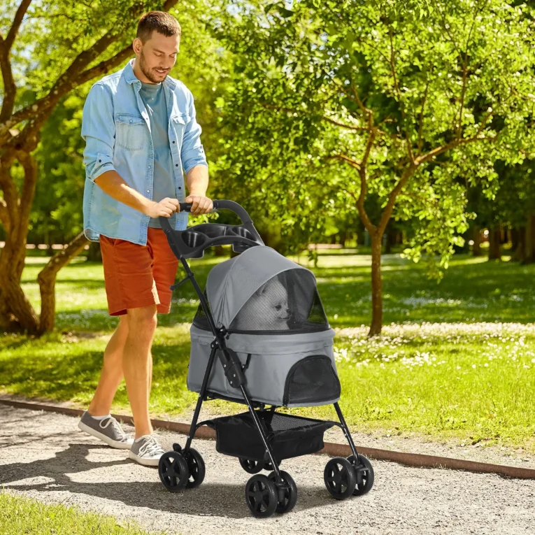 Four-Wheel Pet Pushchair 4 Wheels – Grey Four-Wheel Pet Pushchair 4 Wheels – Grey