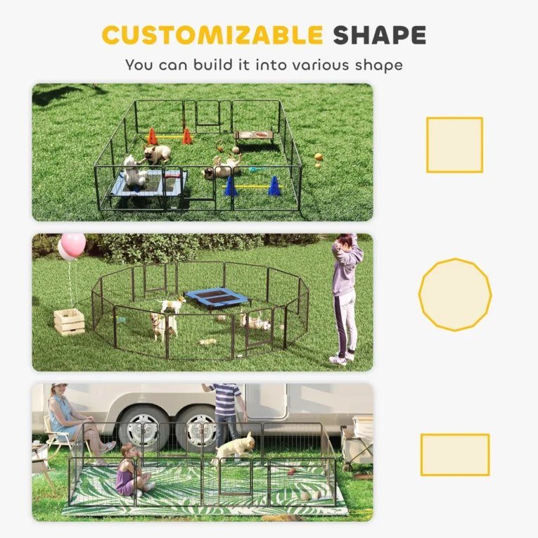 Heavy Duty Puppy Playpen 12 Panels – Black